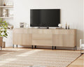 WAMPAT Fluted TV Stand for TVs up to 100 inchs, 3 in 1 Modern Entertainment Center with Storage Cabinets and 5 Drawers & 4 Doors, Wood Media TV Console Table with Storage for Living Room, Beige