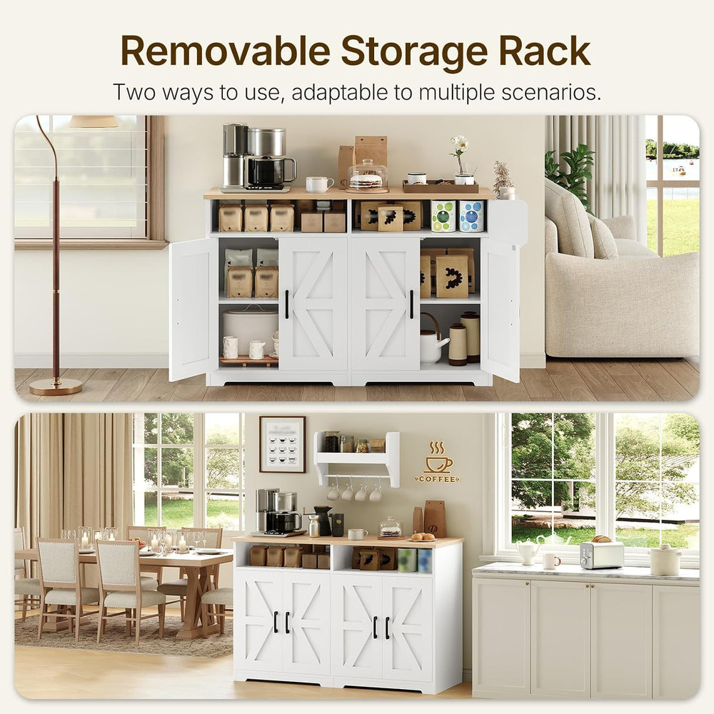YATINEY Coffee Bar Cabinet, Kitchen Island with Storage, Farmhouse Sideboard ...
