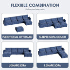 Homall 80" Modular Sectional Sofa, Loveseat Sofa Couch with Double-Layer Cushion, DIY Combination Chenille Deep 2-Seat Cloud Couch for Living Room (Dark Blue, U Shaped Sofa)