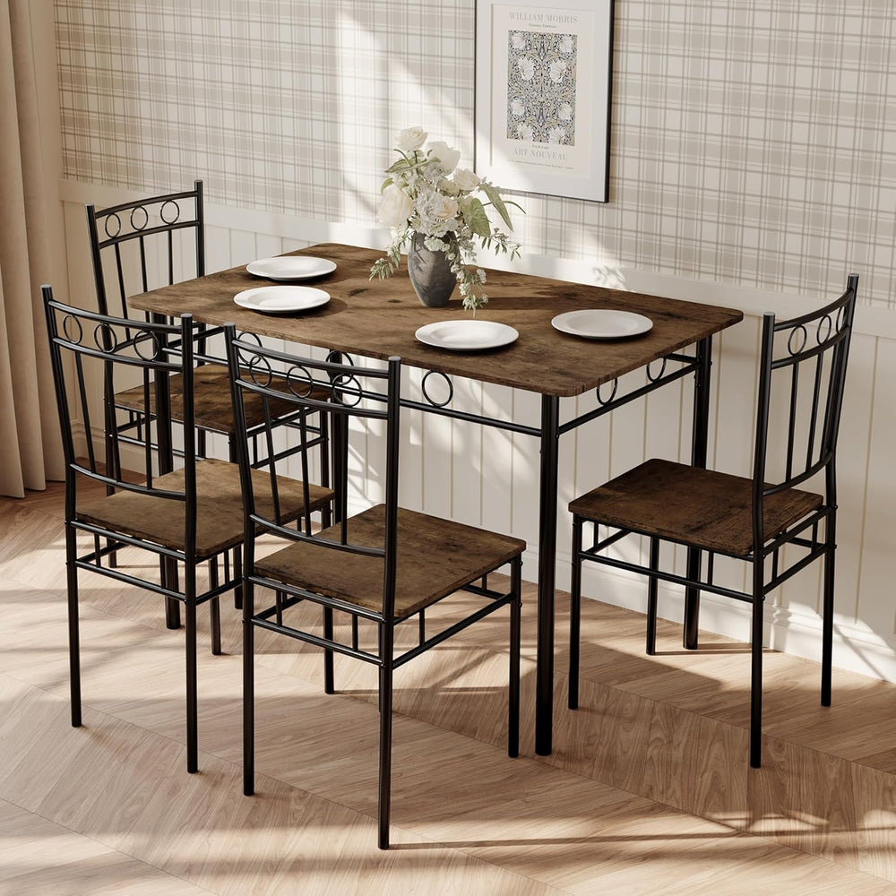 5 Piece Dining Table Set, Wood Kitchen Table and Chairs for Small Space,Break...