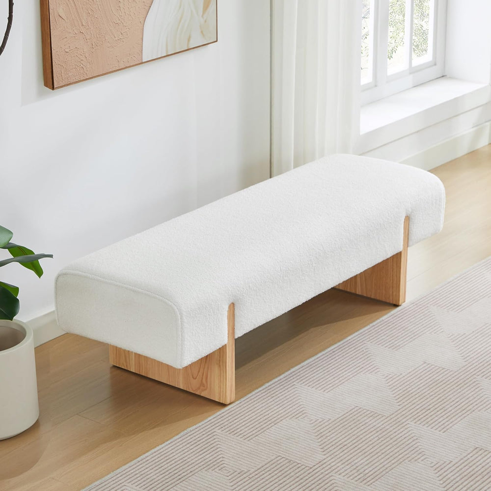 ONEVOG 55" End of Bed Bench with Upholstered Cushion & Natural Solid...