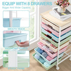 Rolling Storage Cart with Drawers,Utility Cart With 8 Drawers and Wooden Tabletop,Rolling Drawer Cart,Storage Drawer Cart for Living Room,Classroom,Bedroom,Bathroom,Dorm,Office,Rainbow