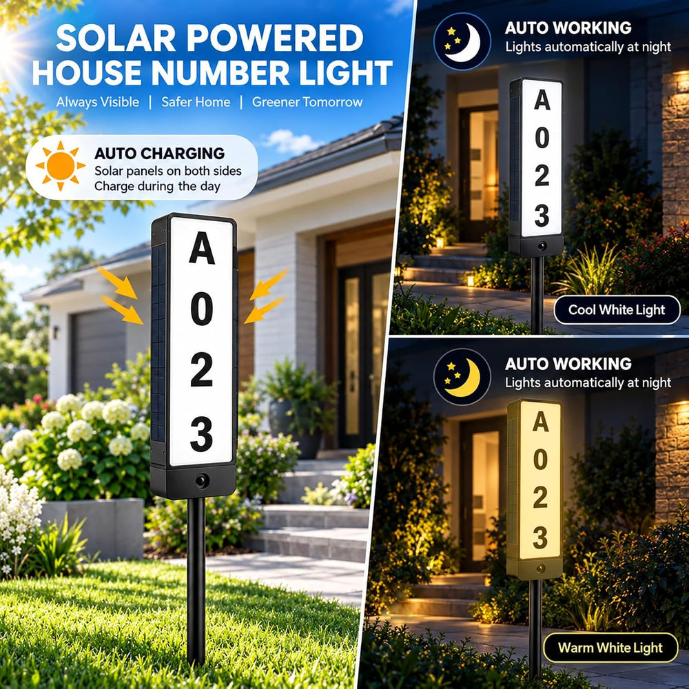 T-SUNUS Solar House Numbers for Outside, IP65 Waterproof Warm White & White