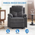 Overstuffed Velvet Electric Rocker Recliner Chair with 8 Point Vibration Massage Glider Recliner Sofa Featuring Cup Holders for Living Room Bedroom