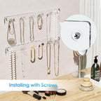 MaxGear Clear Necklace Holder 2-Pack, Wall Jewelry Organizer with 12 Hooks | Acrylic Tangle-Free Display for Necklace, Bracelet, Bangles, Ring, Perfect for Bathroom, Vanity, Closet Door
