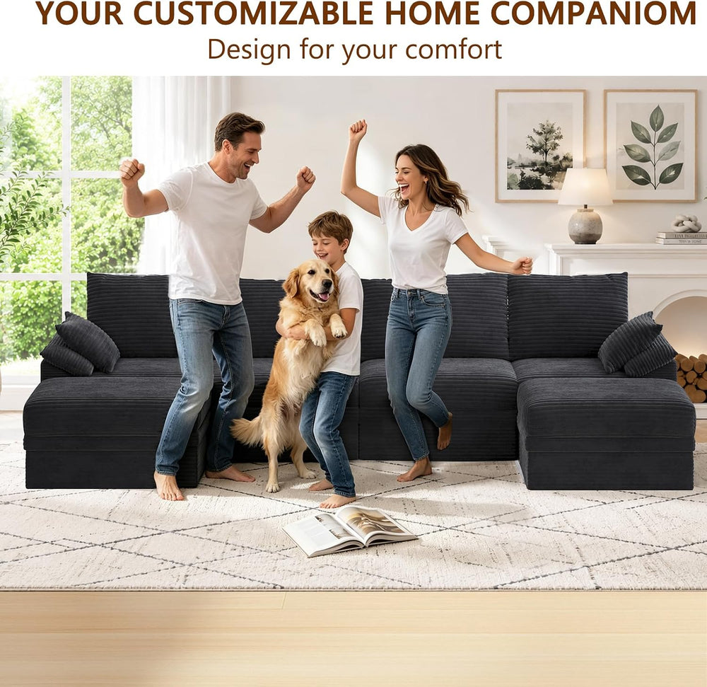 142" Modular Sectional Sofa Couch with Storage,U-Shape 4 Seat Comfy Mode...