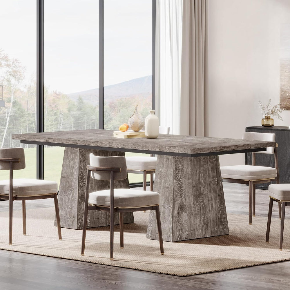 Tribesigns Dining Table for 6, Farmhouse Wood Dinner Rectangular Table Kitche...