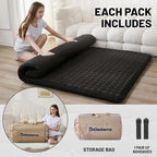 Japanese Floor Mattress Full, Anti-Slip Japanese Futon Foldable Tatami Mat for Guests, Black