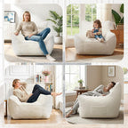 Cvortll Bean Bag Chair, Bean Bag Sofa, Faux Fur Bean Bag Chairs,with armrests and a Sturdy backrest, Suitable for Apartments, Living Rooms, bedrooms, Games, Reading (White)