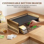 Acacia Wood Tea Bag Organizer for Countertop, 2-Tier Tea Box Storage Chest with Adjustable Dividers & Drawer, Fully Assembled Tea Station Display Holder for Kitchen Office, Rustic Brown