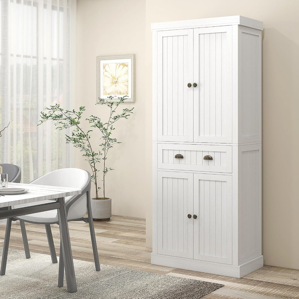 72" Farmhouse Kitchen Pantry Cabinet, Freestanding Tall Storage Cabinet ...
