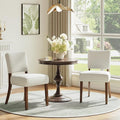 COLAMY Upholstered Dining Chairs Set of 2, Fabric Kitchen Chairs with Padded Seat & Back, Solid Wood Legs, Modern Simple Dining Room Chairs for Kitchen, Dining Room, Living Room, Beige