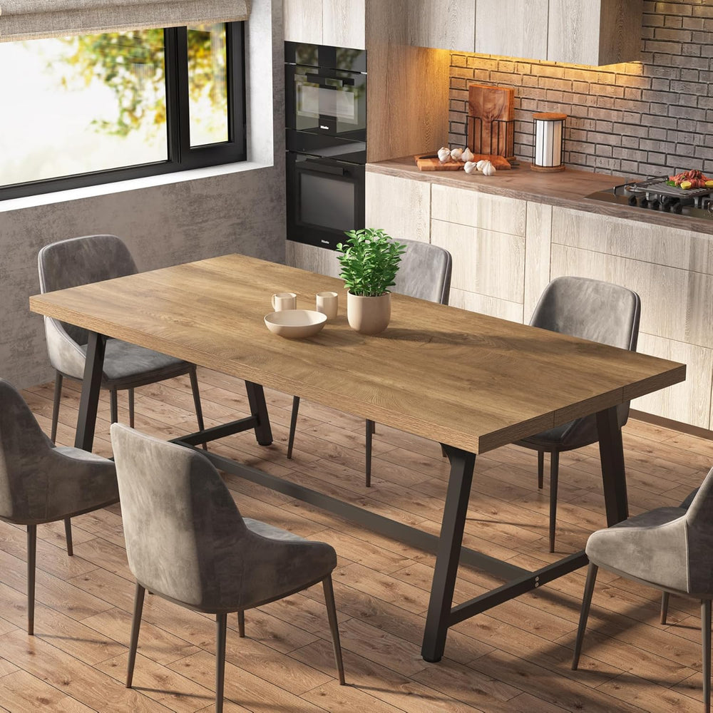 Tribesigns Dining Table for 8 People, 70.87-inch Rectangular Wood Kitchen Tab...
