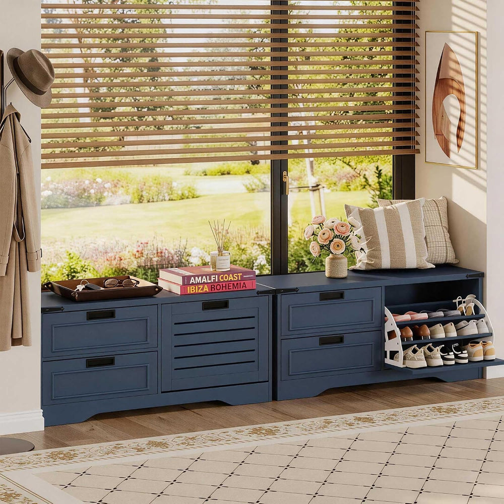 FATORRI 41 Inch Storage Bench, Industrial Shoe Bench for Entryway, End of Bed...