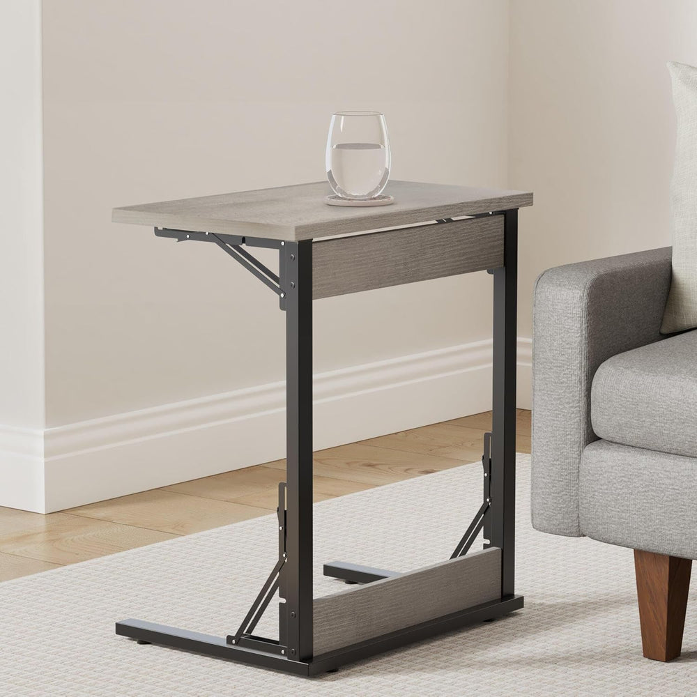Tatub 24" TV Tray Table Set of 4, Folding C Shaped End Table, Small Sofa...
