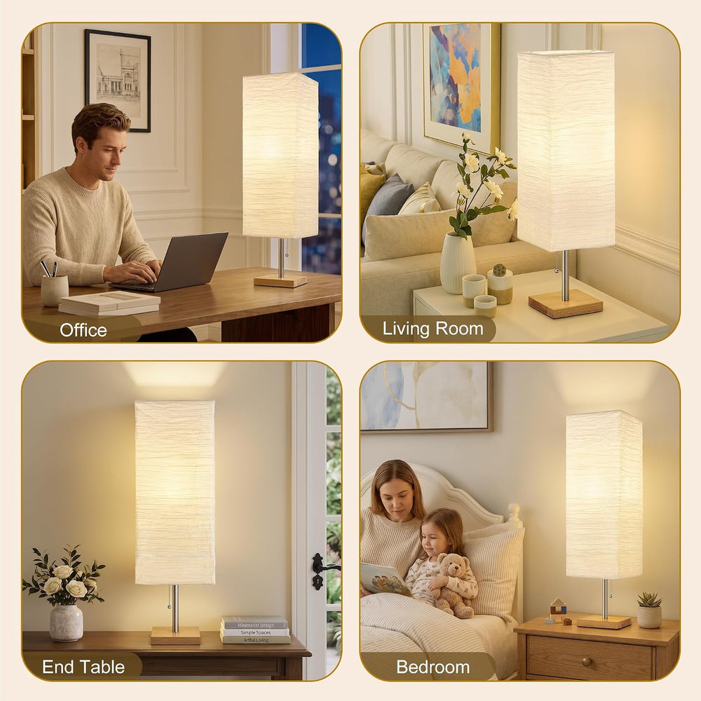 Bedside Table Lamp for Bedroom, 25.75" Tall Lamp for Living Room, 3CCT