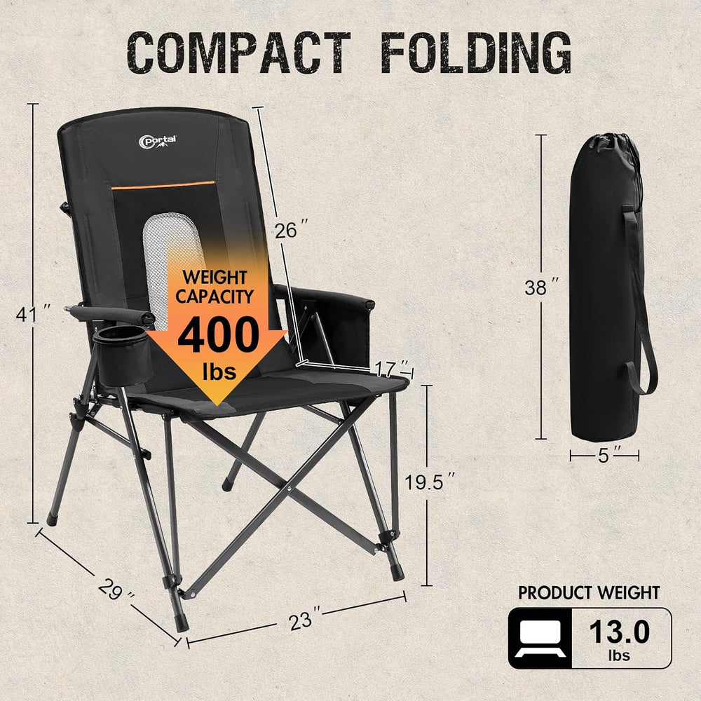Portal Oversized Folding Camping Chair High Back Portable Lawn Chairs for Adu...