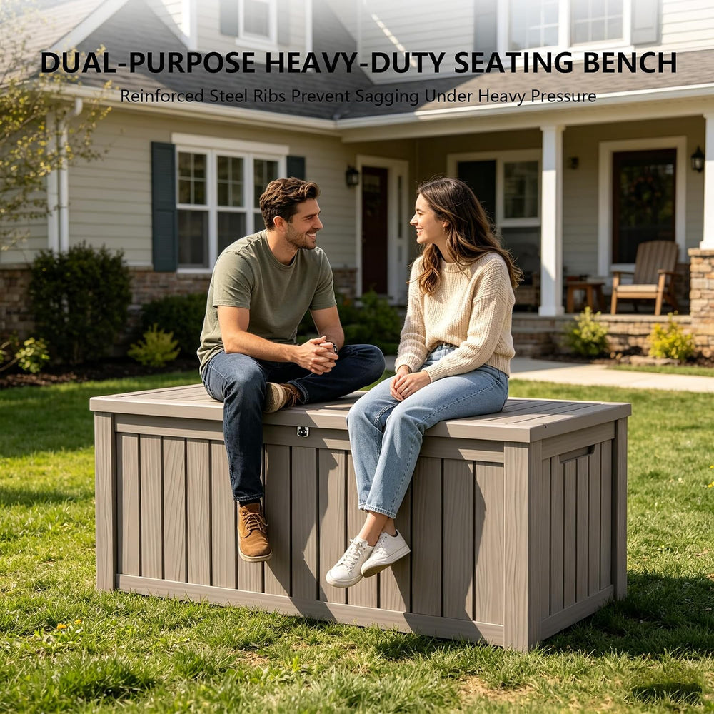 Outdoor Storage Box, 150 Gallon Waterproof Deck Box [Upgraded 3.1], Large Res...