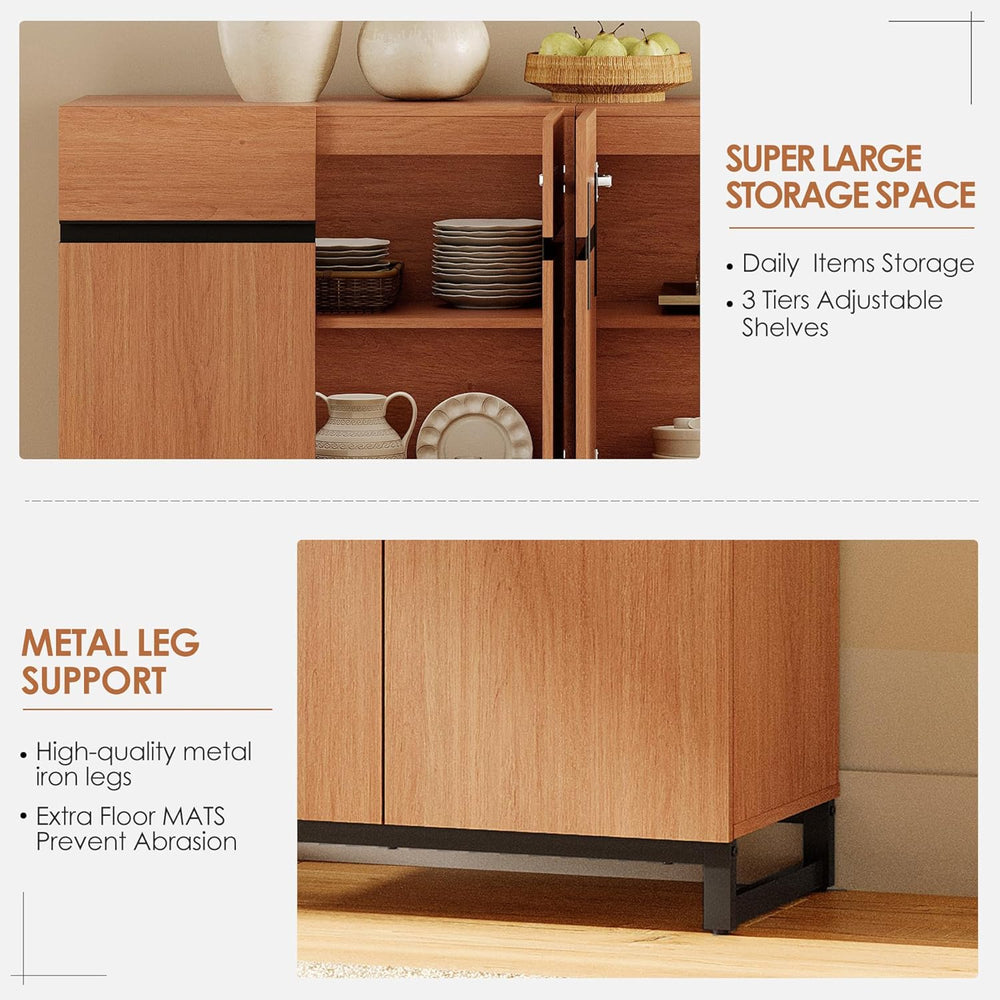 WAMPAT Sideboard Buffet Cabinets, Modern Sideboard with Adjustable Shelf and ...