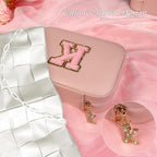 TopPerfekt Travel Jewelry Case, Jewelry Box with Mirror, Jewelry Organizer Bridal Shower Gifts to Her, Earring Storage Travel Case, Trendy Gift for Women and Girls, Girlfriend-Letter A, Pink