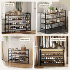Shoe Rack,Long Shoe Organizer for Closet,4 Tier Shoe Storage for Entryway | Wide Sturdy Metal Free Standing Shoe Shelf