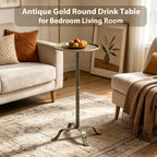 Metal Martini Table, Modern Antique Gold Side Table with 4 Legs, 27.75" Small Round Drink Table for Small Spaces Living Room Sofa Couch Patio