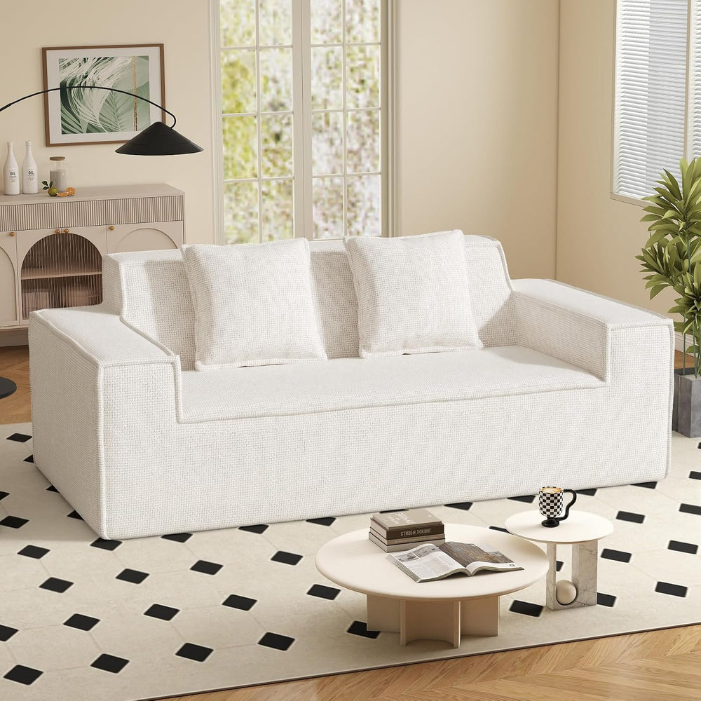 77'' Modern Small Cloud Loveseat Sofa, Love Seat Couch, Beige | Luxan...