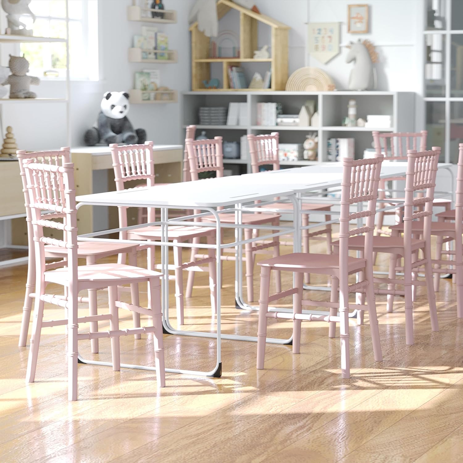 Flash Furniture Hercules Series Children's Resin Event Chairs, Commercial/Residential All Occasion Chairs for Kids, 330 lb. Static Weight Capacity, Set of 10, Pink