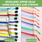 24pcs Mesh Zipper Pouch File Bags Puzzle Storage Bags, A5 Size 9.4 x 6.9 Inches Large Reusable Zipper Pouches for Organizing Classroom Board Game Organization