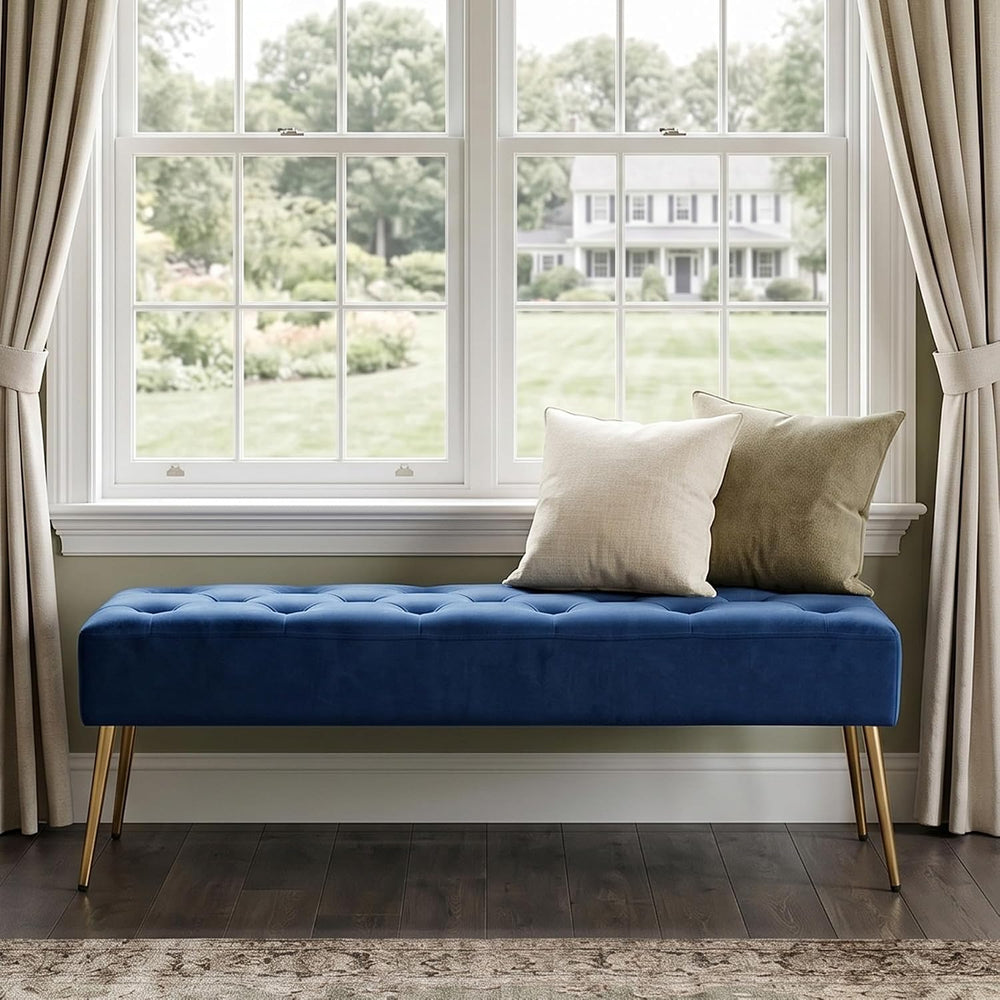 DUHOME Button-Tufted Ottoman Bench, Upholstered Bedroom Benches Velvet Footre...