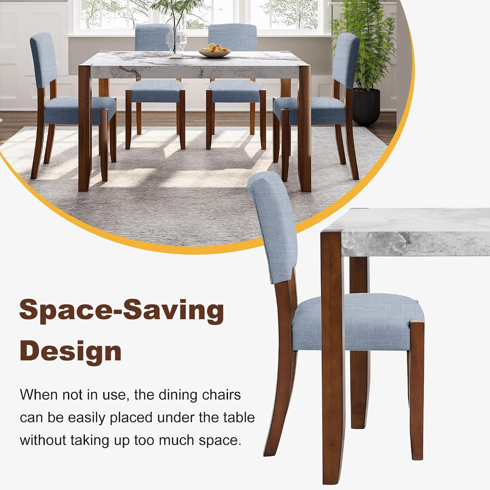Merax Modern 5 Piece Dining Table Set for 4,Faux Marble Style Kitchen Table S...