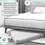 Under Bed Storage Containers for Toys, Clothes, Shoes etc. Underbed Organizer Bag that slides Under the bed without friction or wheels. Low profile 6 height is great for under the couch or other