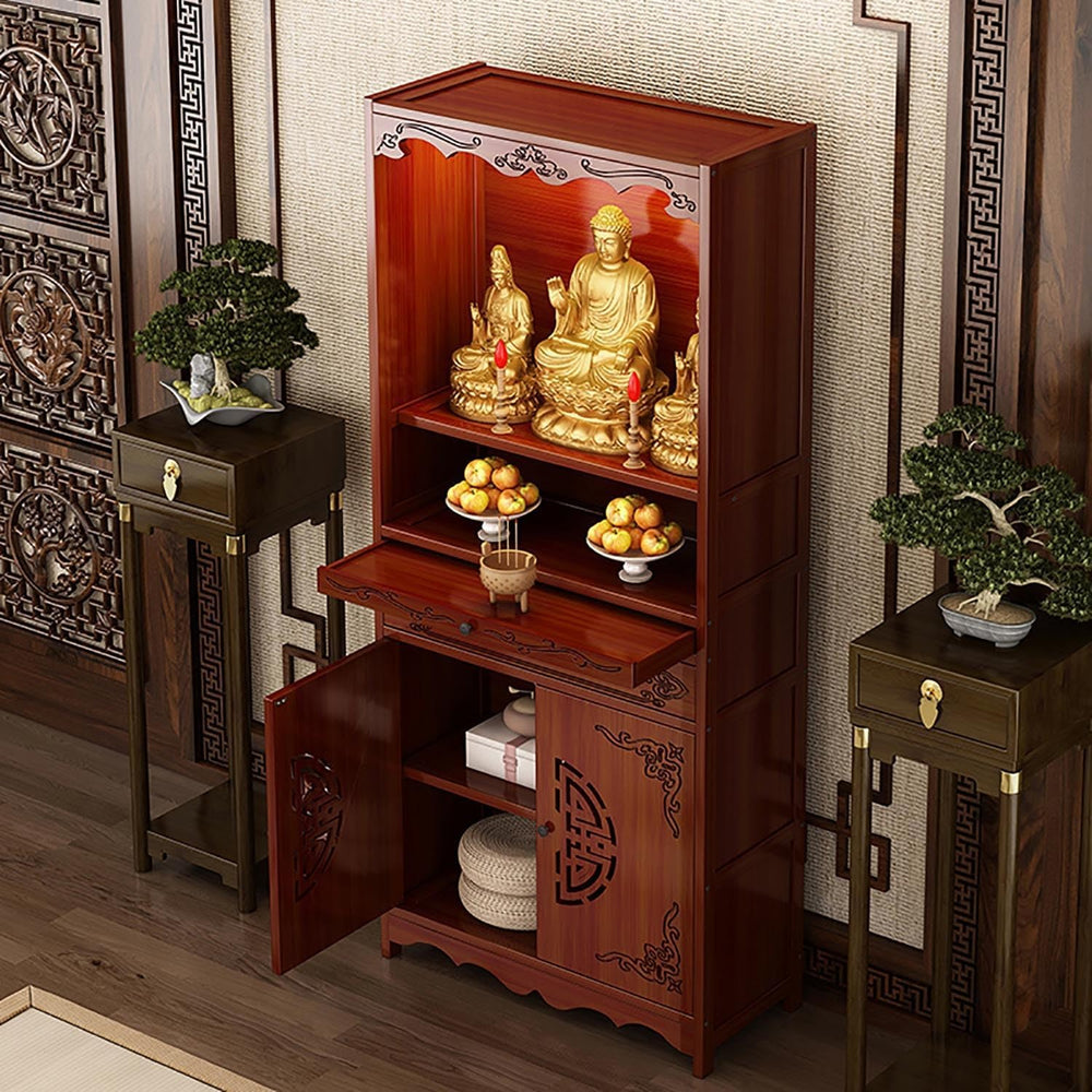 Altar Cabinet, Pooja Cabinet, Thick Bamboo Altar Table, Personal Meditation T...