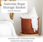 Natemia Large Woven Storage Basket (15" x 15" x 14") - Baby & Toy Organizer, Blanket Basket, Perfect Baby Registry Gift