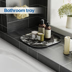 Vanity Decorative Tray, 12" x 12" Black Marble Pattern Perfume Tray, Bathroom Tray Countertop Organizer for Soap Towel, Jewelry, Candle