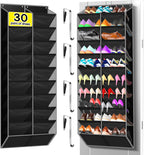 Kotkn 10-Tier Over the Door Shoe Organizer, 20 Pockets Holds 20-30 Pairs, Heavy-Duty Oxford Fabric with Hexagon Mesh for Boots & Sneakers-Black