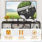 GYIIYUO LED TV Stand with Mount and Power Outlet & Fabric Drawers for 32-85 Inches TV - Entertainment Center and Industrial TV Console Table for Living Room, Bedroom- 47.5" Black