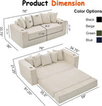76" Convertible Sofa Bed, Corduroy Boneless Couch with Cup Holders & Pocket | 2-in-1 Sleeper Sofa, Pull-out Couch Bed with 5 Pillows, Living Room, Small Spaces, Bedroom, No Assembly