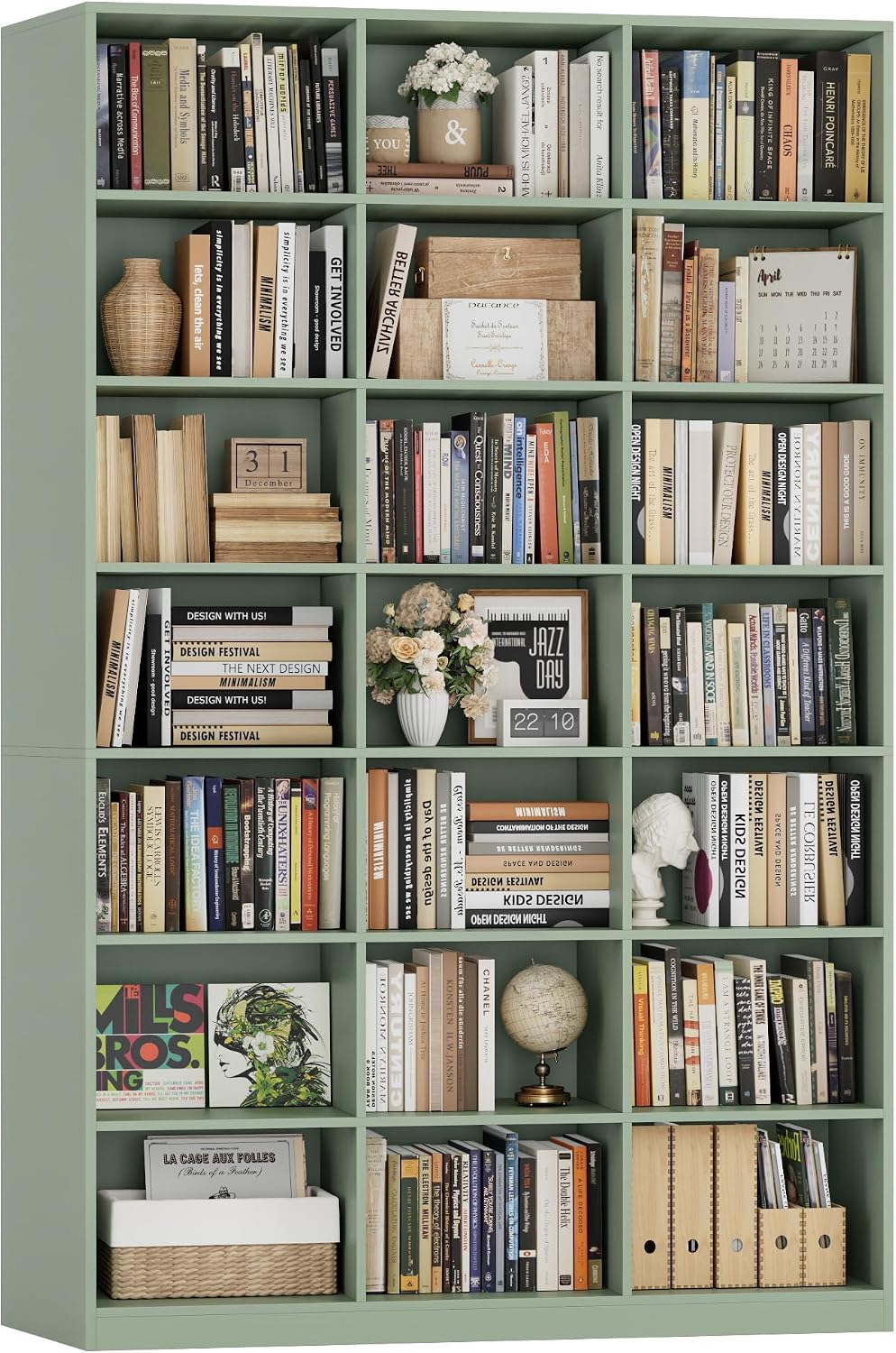 HOSTACK 86" H Triple Wide Bookshelf and Bookcase, 7 Tier Tall Bookshelf ...