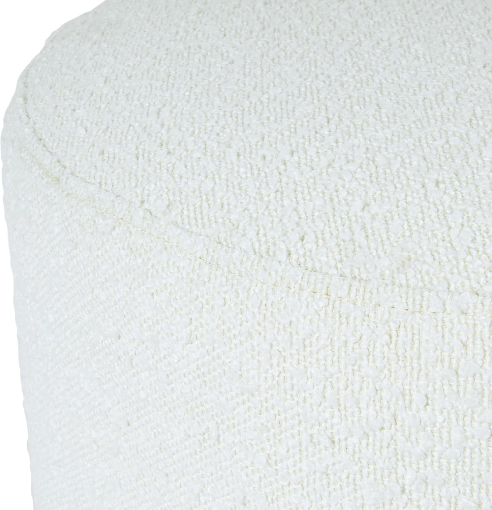 Spatial Order 22" Round Ottoman with Wooden Base - Cream Textural Fabric