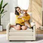 Vesgantti 40" Single Seat Sofa, Comfy Cloud Couch Deep Seat Upholstered Couch Chenille Modern Sofa with Armrest Pillow, Easy Assembly for Living Room, Bedroom and Apartment, Beige