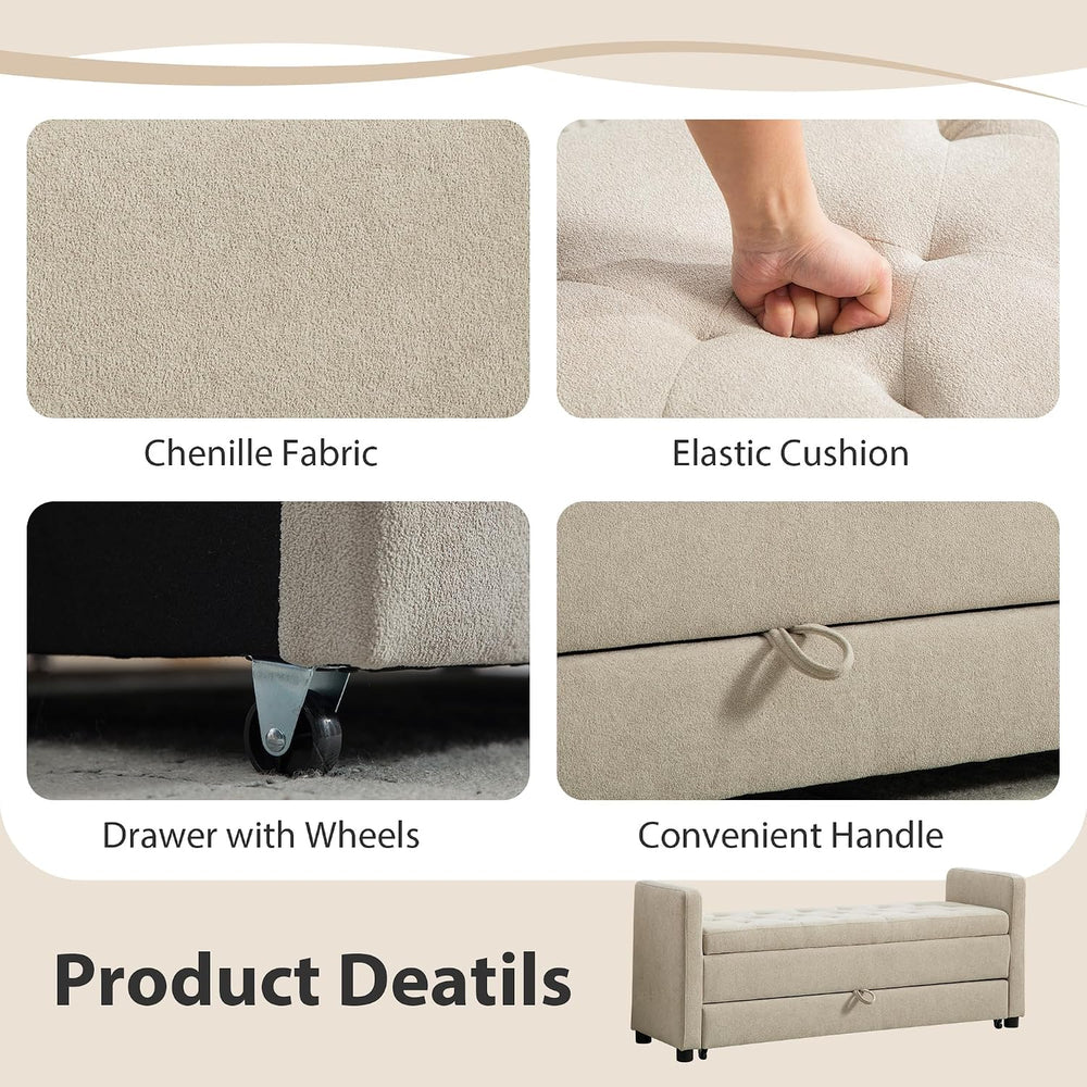 Chifee & Vingol 58.27" W Ottoman Bench with Double Storage Space, Up...
