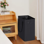efluky Slim Laundry Basket, Narrow Laundry Hamper with Handles, Collapsible Dirty Clothes Hamper, Tall Laundry Bin for Laundry Room, Dorm and Bedroom, 90L Black