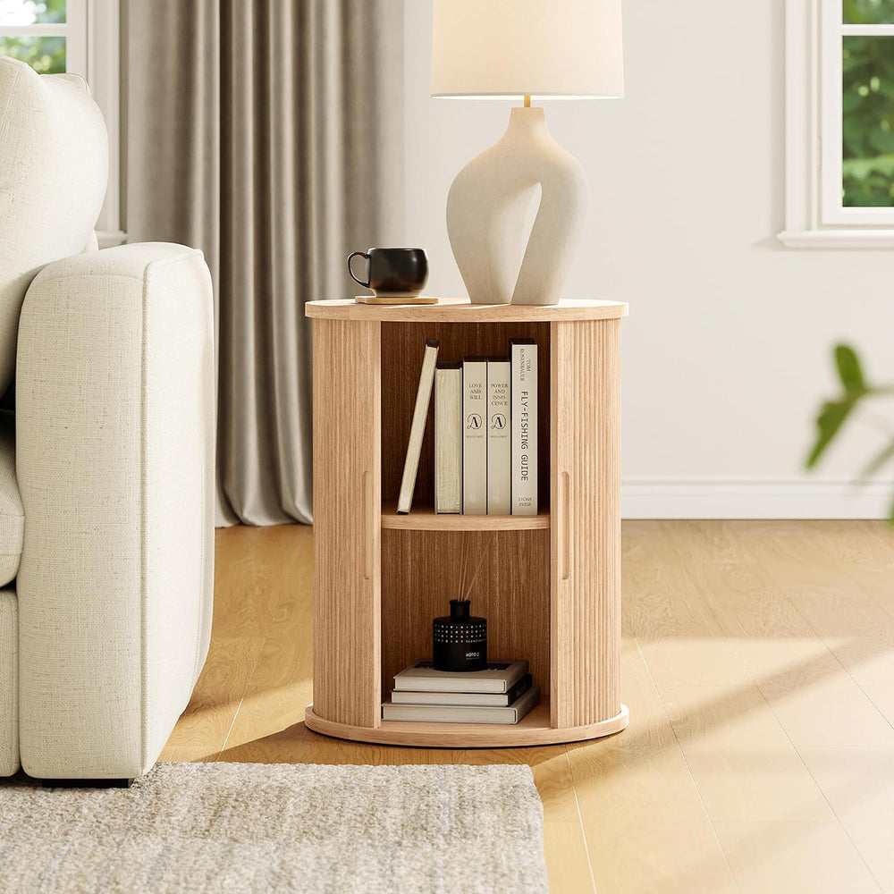 LINSY HOME Fluted Living Room Table Set of 3, Includes Mid Century Modern TV ...