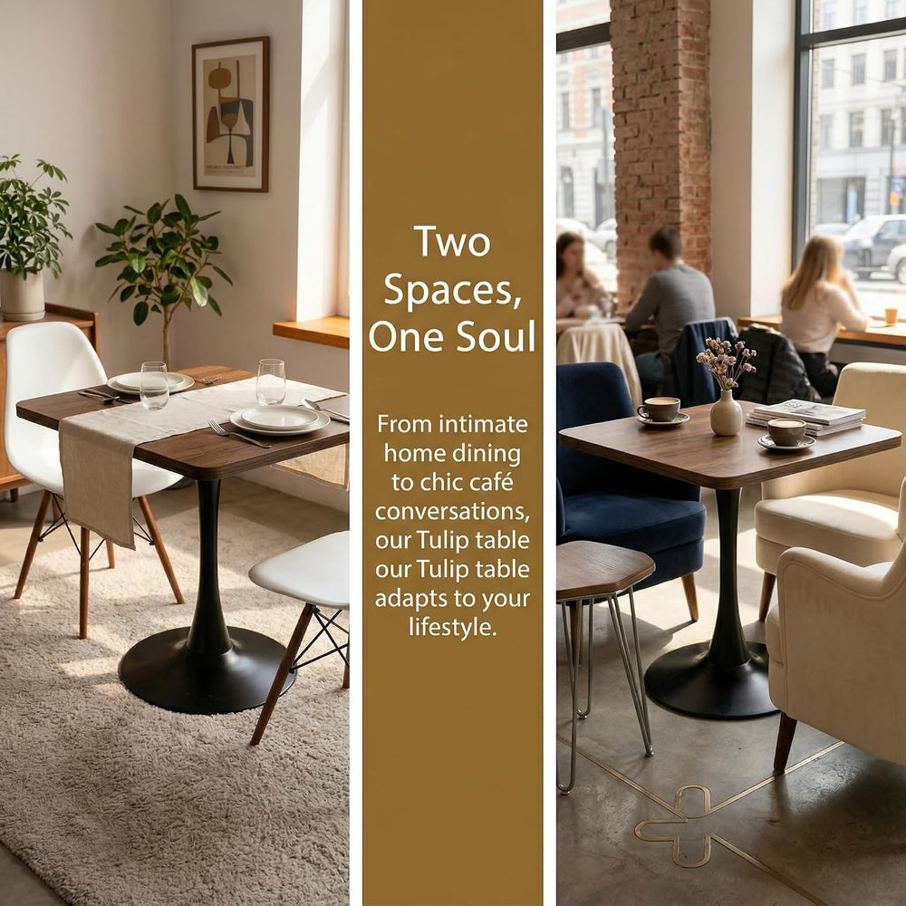 27.6" Square Dining Table, Modern Tulip Pedestal Table with Smooth MDF S...