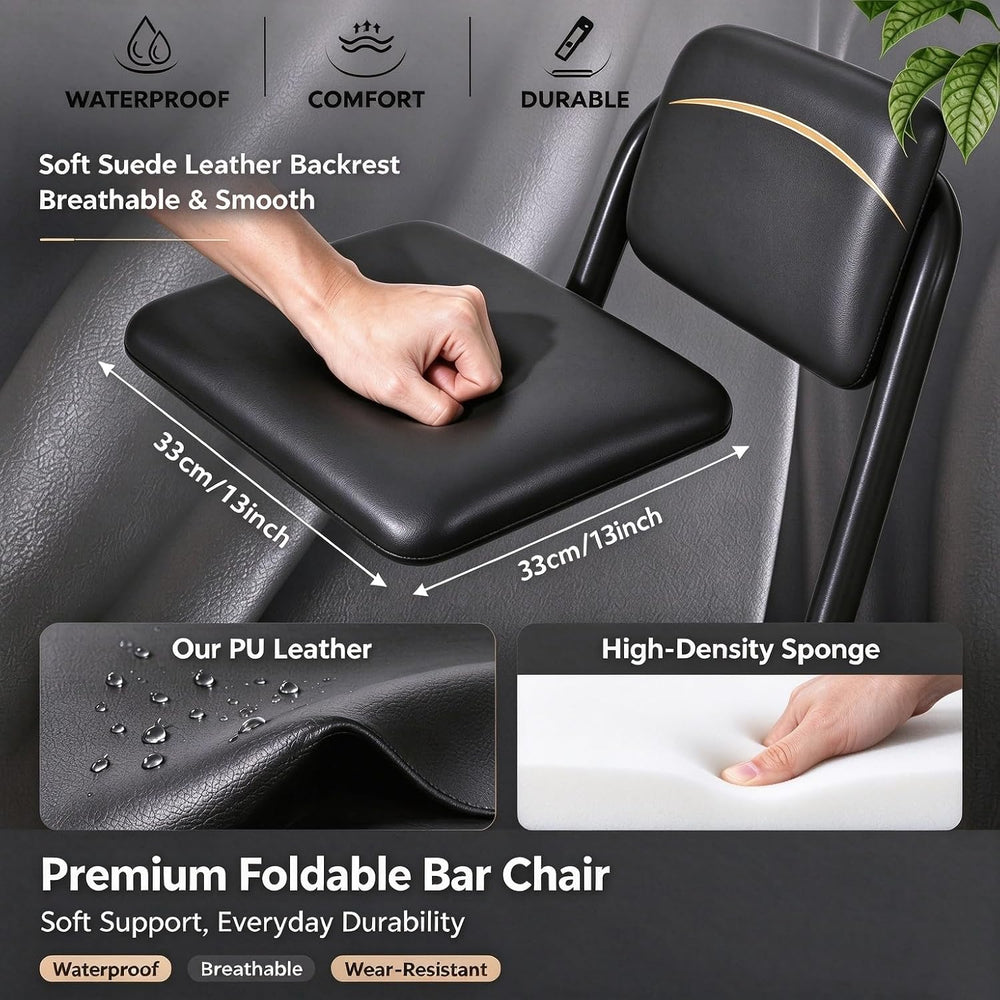Folding Bar Stool with Back,1 Pcs Tall Foldable Stool 25.5 Inch Height
