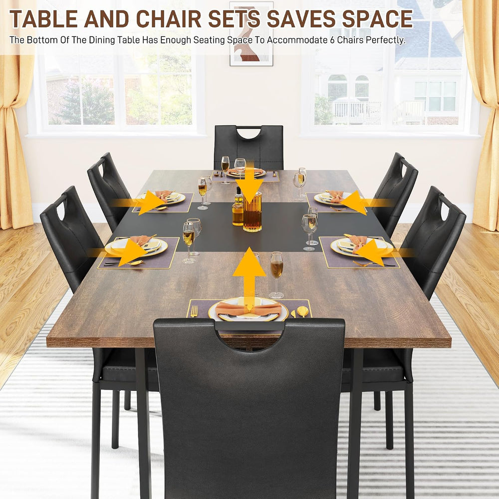 chartustriable 7PCS Dining Table Set with 6 Chairs for 4 5 6 People, 71"...