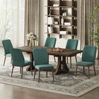 Upholstered Dining Chairs Set of 2, Modern Kitchen Chairs with High Back, Padded Fabric Dining Room Chair with Solid Wood Legs for Restaurant/Cafe/Home, Green