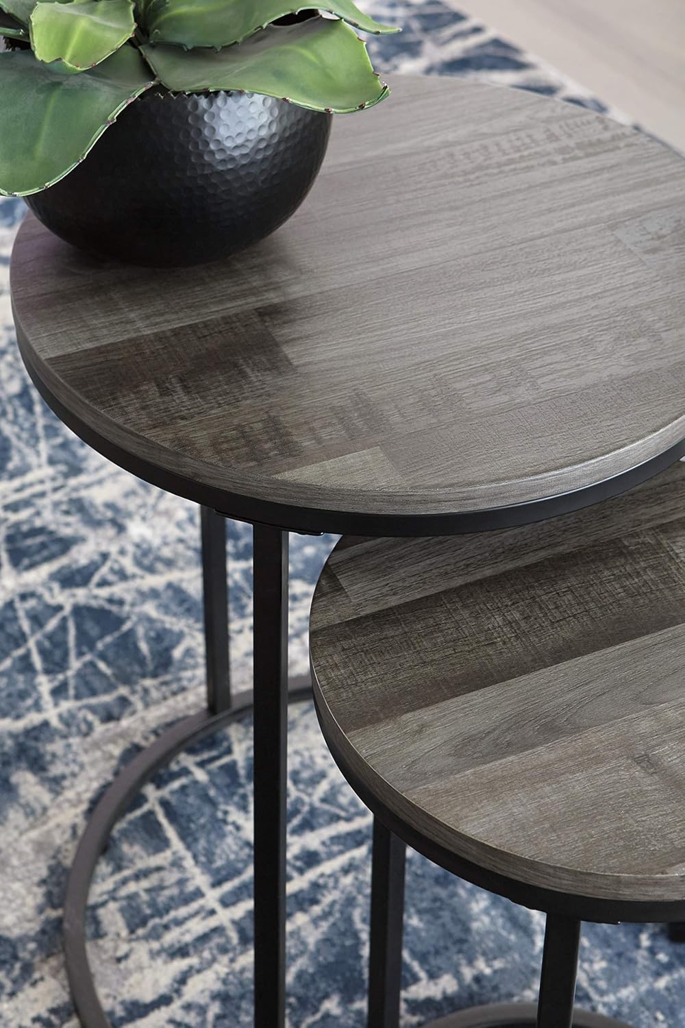 Signature Design by Ashley Gray Round Nesting Tables Set of 2
