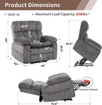 Dual Motor Power Lift Chair 26" Extra Wide Recliner Chair for Elderly with Headrest, Flip Arm Storage,Massage & Heat,Oversized Lay Flat Recliner with Cupholders,USB Ports,Type C,Zero Gravity